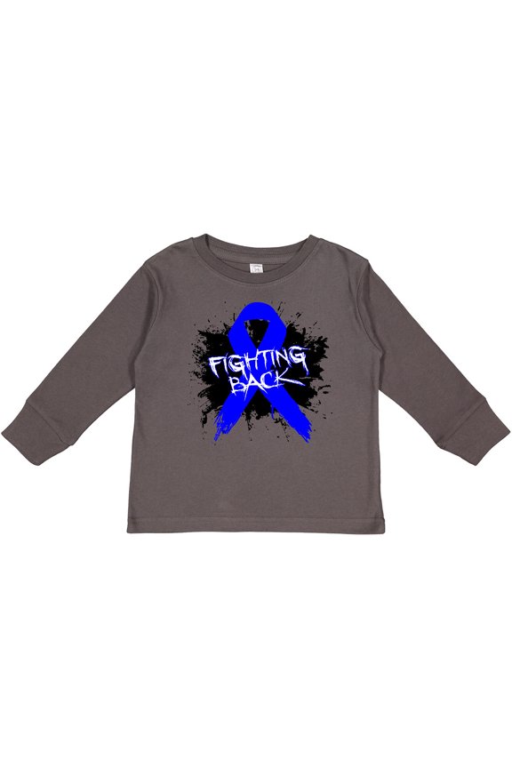 Colon Cancer Fighting Back Boys or Girls Long Sleeve Toddler T-Shirt