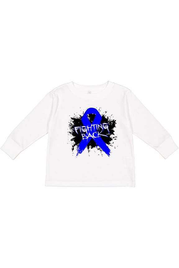 Colon Cancer Fighting Back Boys or Girls Long Sleeve Toddler T-Shirt