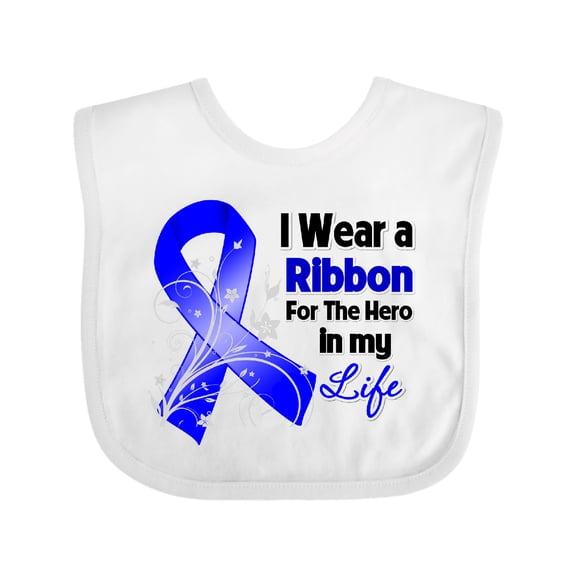 Inktastic Colon Cancer Ribbon Hero in My Life Boys or Girls Baby Bib