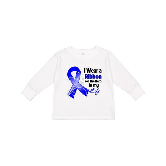 Inktastic Colon Cancer Ribbon Hero in My Life Boys or Girls Long Sleeve Toddler T-Shirt