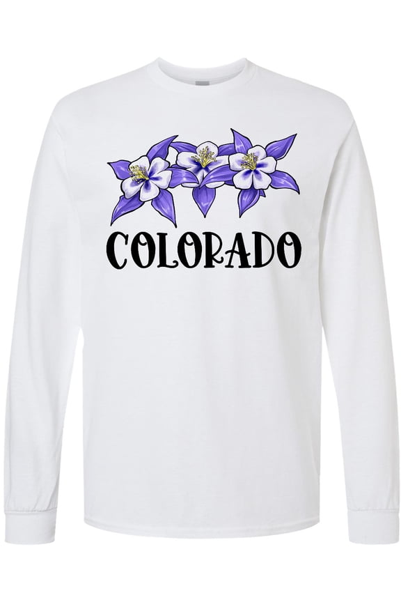Colorado Columbine Flowers Long Sleeve T-Shirt