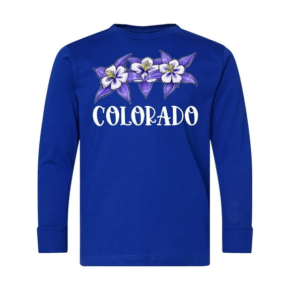 Inktastic Colorado Columbine Flowers Long Sleeve Youth T-Shirt