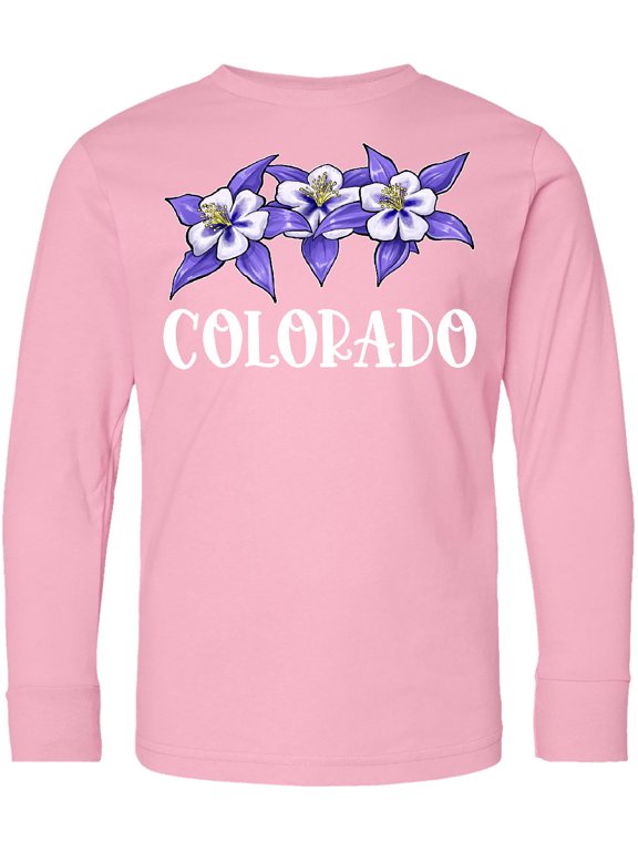 Colorado Columbine Flowers Long Sleeve Youth T-Shirt