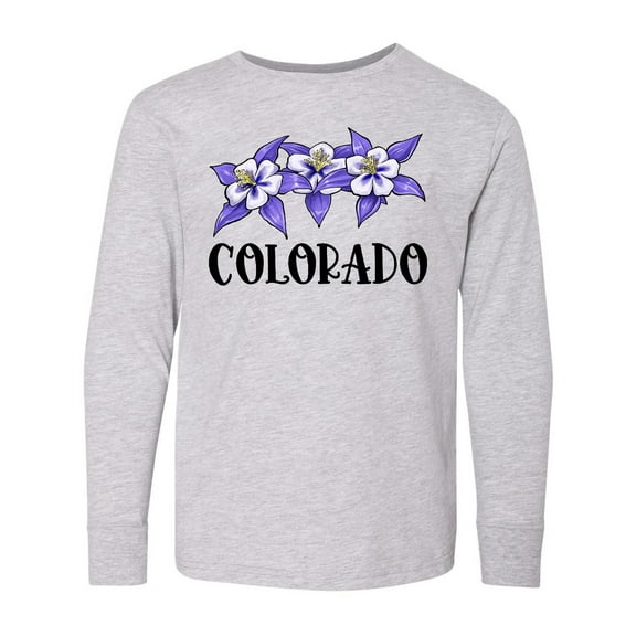 Inktastic Colorado Columbine Flowers Long Sleeve Youth T-Shirt