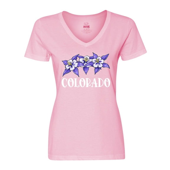 Inktastic Colorado Columbine Flowers Women's V-Neck T-Shirt