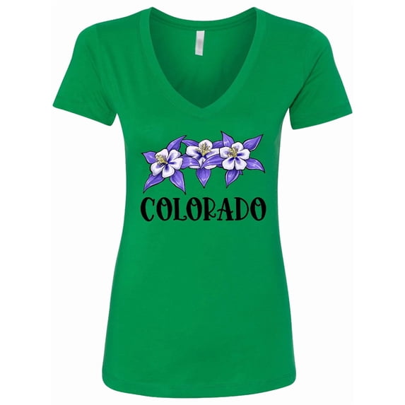 Inktastic Colorado Columbine Flowers Women's V-Neck T-Shirt