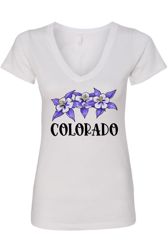 Colorado Columbine Flowers Women's V-Neck T-Shirt