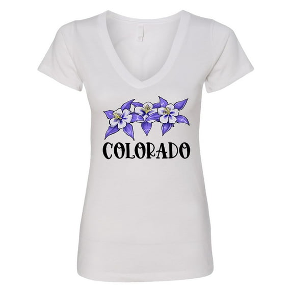 Inktastic Colorado Columbine Flowers Women's V-Neck T-Shirt
