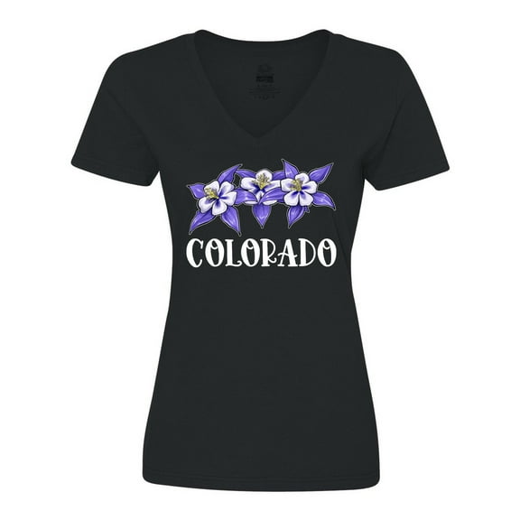 Inktastic Colorado Columbine Flowers Women's V-Neck T-Shirt
