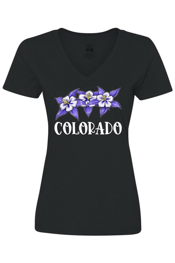 Colorado Columbine Flowers Women's V-Neck T-Shirt