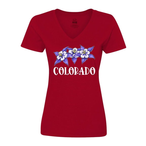 Inktastic Colorado Columbine Flowers Women's V-Neck T-Shirt