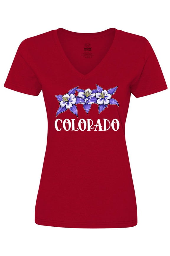 Colorado Columbine Flowers Women's V-Neck T-Shirt