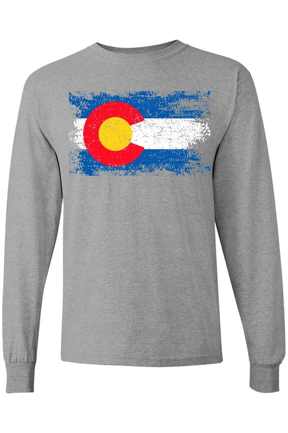 Colorado Flag Distressed Look Long Sleeve T-Shirt