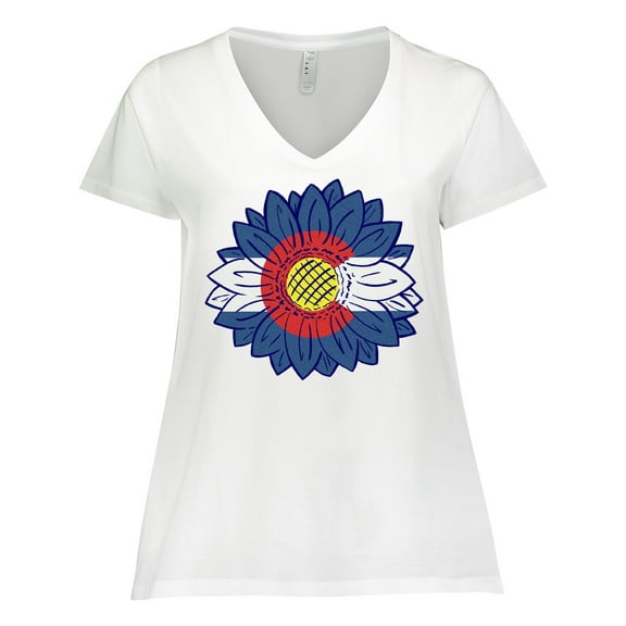 Inktastic Colorado Flag Sunflower Women's Plus Size V-Neck T-Shirt
