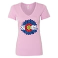 thumbnail image 1 of Inktastic Colorado Flag Sunflower Women's V-Neck T-Shirt, 1 of 5