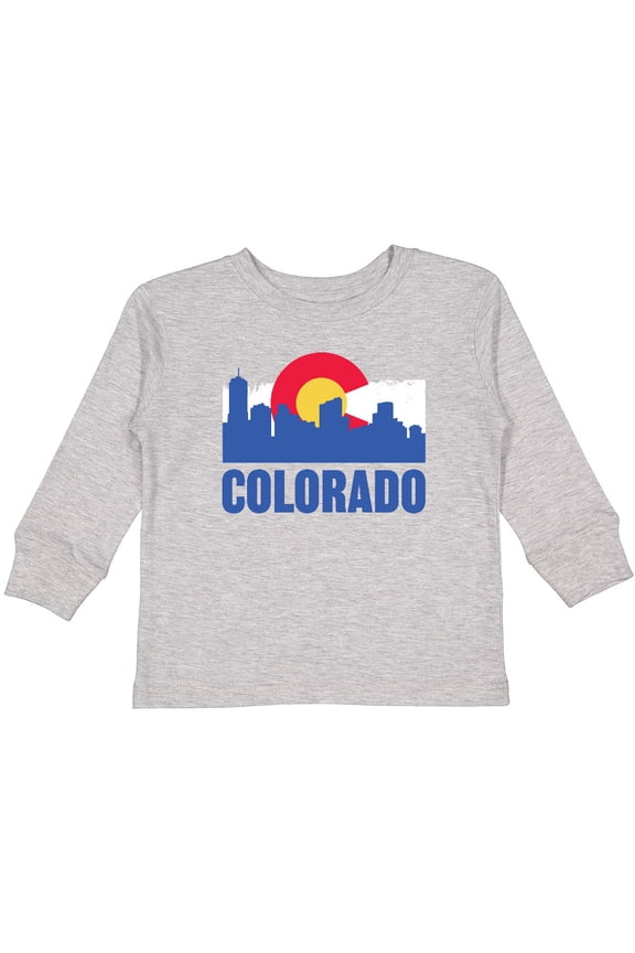 Colorado Flag and Skyline Boys or Girls Long Sleeve Toddler T-Shirt