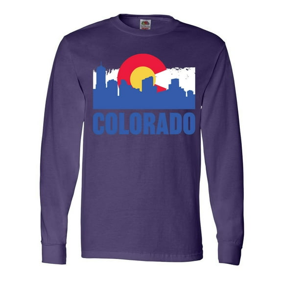 Inktastic Colorado Flag and Skyline Long Sleeve T-Shirt