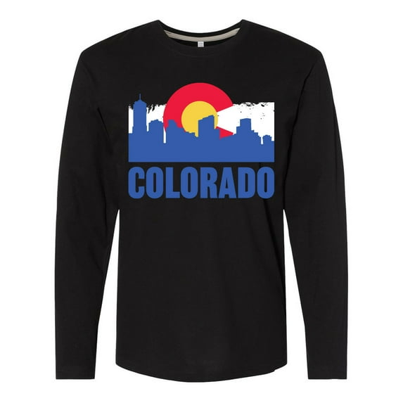 Inktastic Colorado Flag and Skyline Long Sleeve T-Shirt
