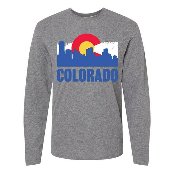 Inktastic Colorado Flag and Skyline Long Sleeve T-Shirt