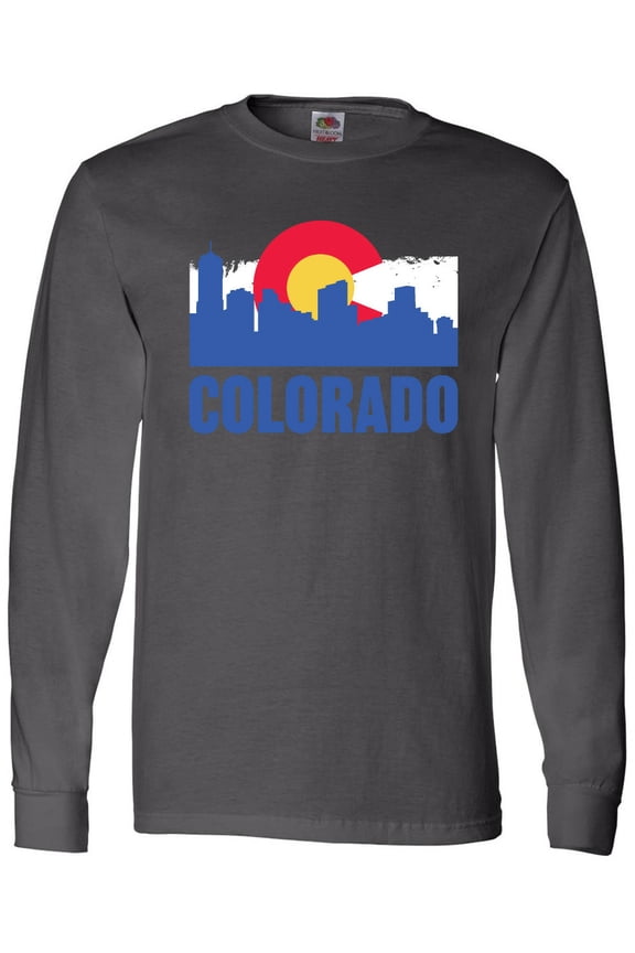 Colorado Flag and Skyline Long Sleeve T-Shirt