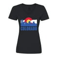 thumbnail image 1 of Inktastic Colorado Flag and Skyline Women's V-Neck T-Shirt, 1 of 5