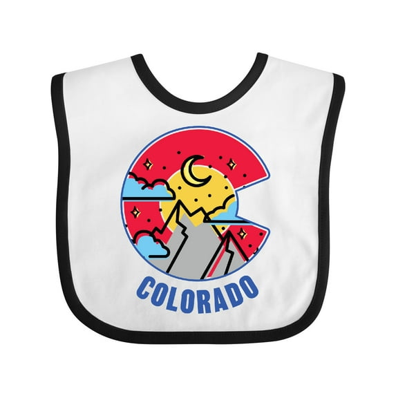 Inktastic Colorado Mountain Scene with Clouds and Moon Boys or Girls Baby Bib