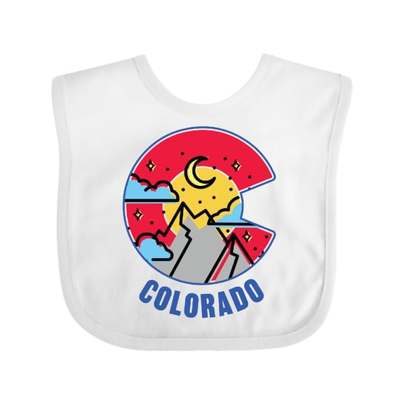 Inktastic Colorado Mountain Scene with Clouds and Moon Boys or Girls Baby Bib