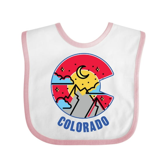 Inktastic Colorado Mountain Scene with Clouds and Moon Boys or Girls Baby Bib