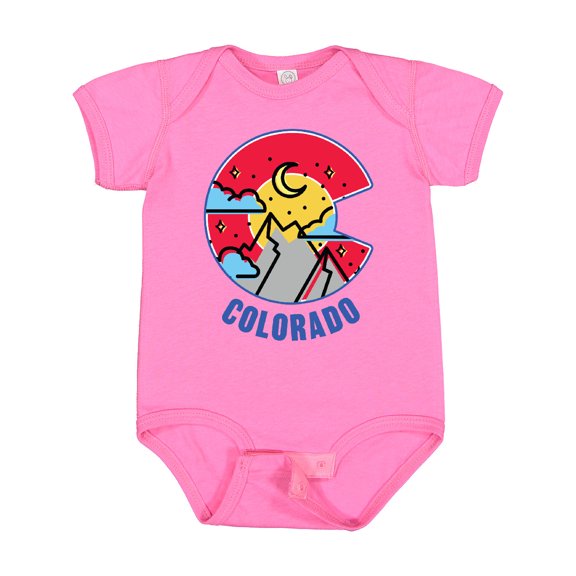 Inktastic Colorado Mountain Scene with Clouds and Moon Boys or Girls Baby Bodysuit
