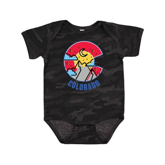 Inktastic Colorado Mountain Scene with Clouds and Moon Boys or Girls Baby Bodysuit