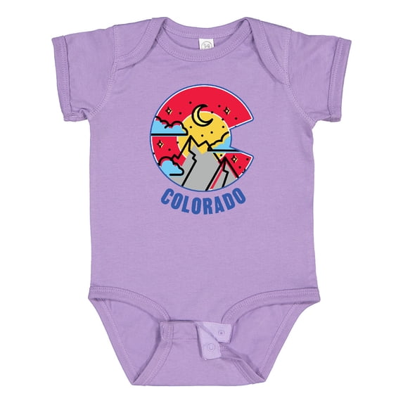 Inktastic Colorado Mountain Scene with Clouds and Moon Boys or Girls Baby Bodysuit