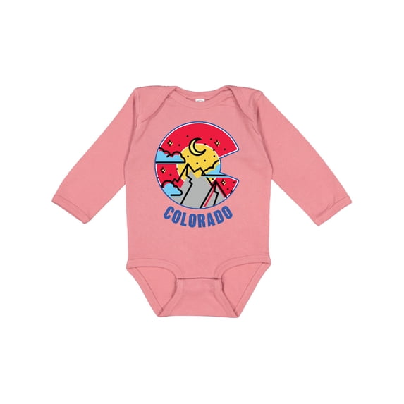 Inktastic Colorado Mountain Scene with Clouds and Moon Boys or Girls Long Sleeve Baby Bodysuit