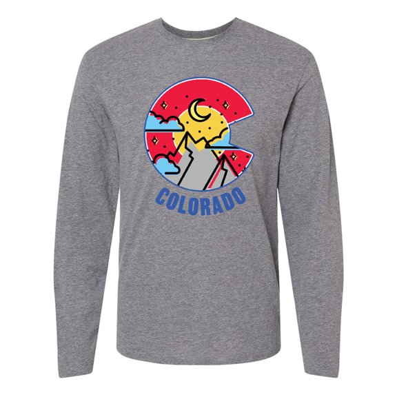 Inktastic Colorado Mountain Scene with Clouds and Moon Long Sleeve T-Shirt