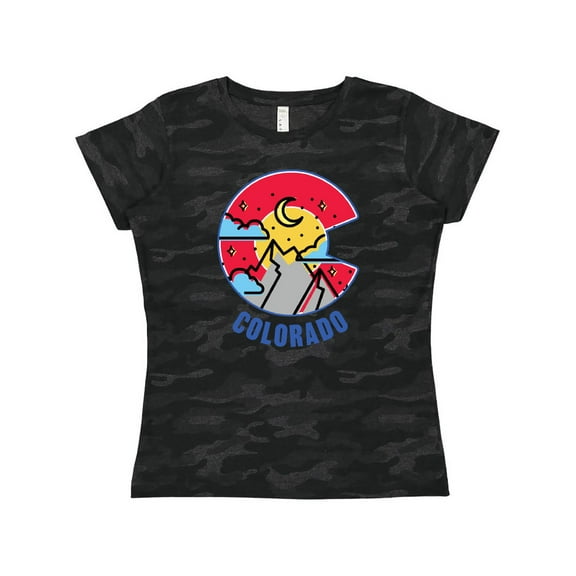 Inktastic Colorado Mountain Scene with Clouds and Moon Women's T-Shirt