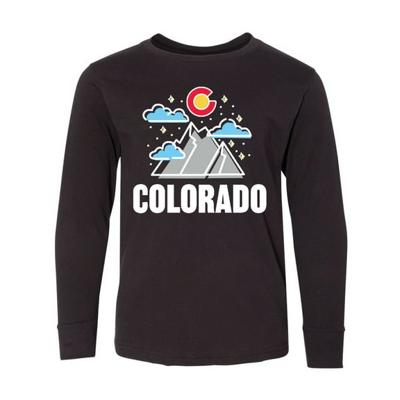 Inktastic Colorado Mountains and Clouds Long Sleeve Youth T-Shirt