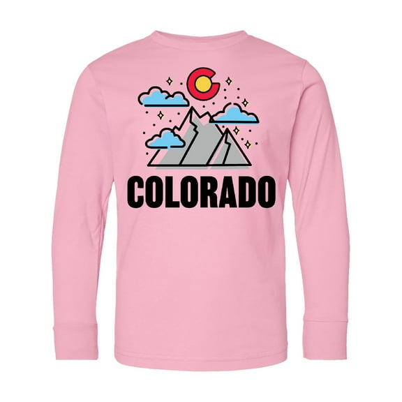Inktastic Colorado Mountains and Clouds Long Sleeve Youth T-Shirt