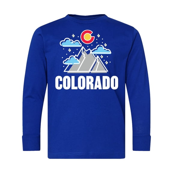 Inktastic Colorado Mountains and Clouds Long Sleeve Youth T-Shirt