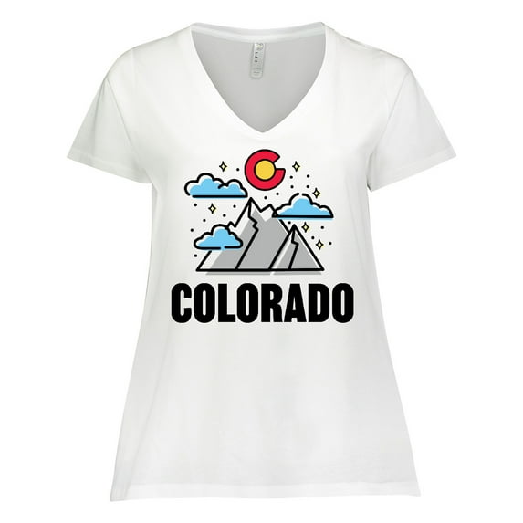 Inktastic Colorado Mountains and Clouds Women's Plus Size V-Neck T-Shirt