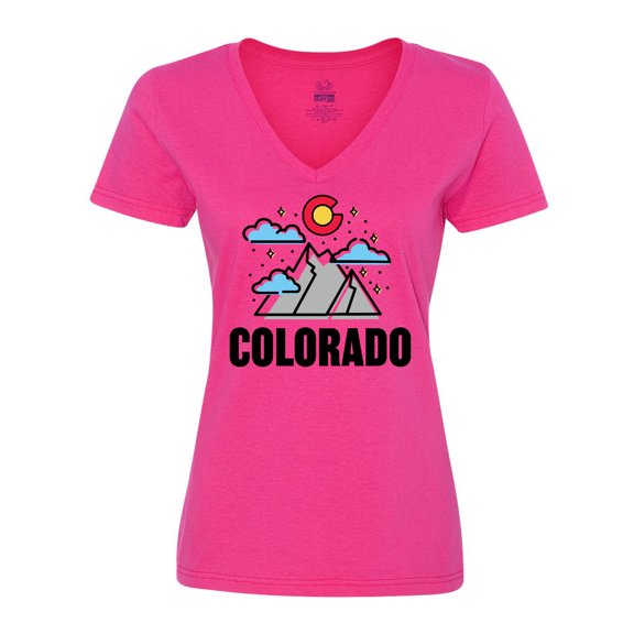 Inktastic Colorado Mountains and Clouds Women's V-Neck T-Shirt