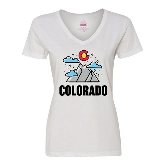 Inktastic Colorado Mountains and Clouds Women's V-Neck T-Shirt