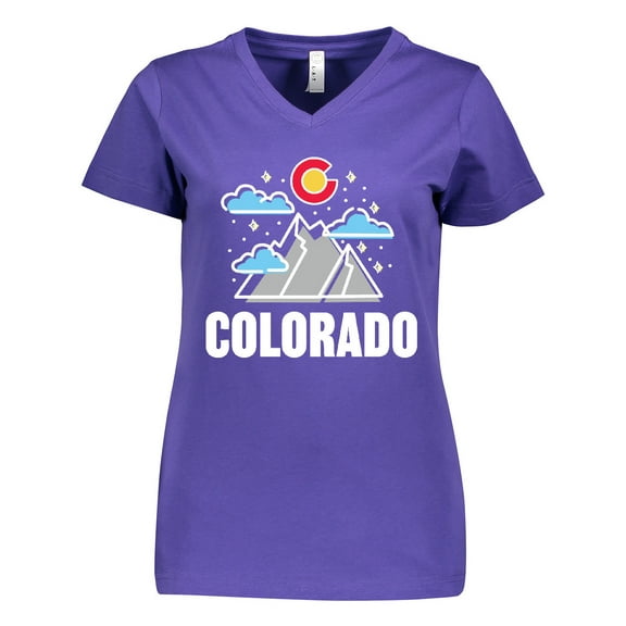 Inktastic Colorado Mountains and Clouds Women's V-Neck T-Shirt