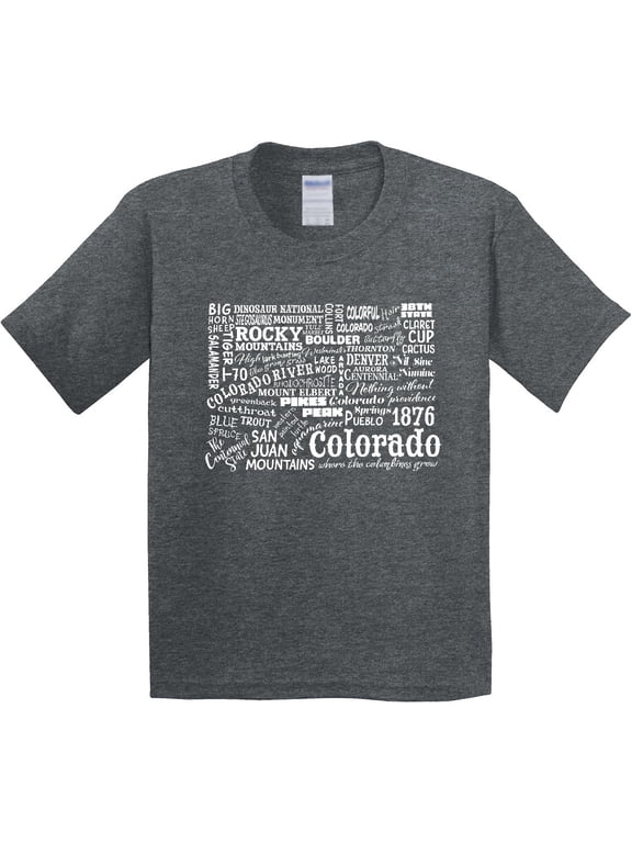 Colorado Word Salad State Outline Youth T-Shirt