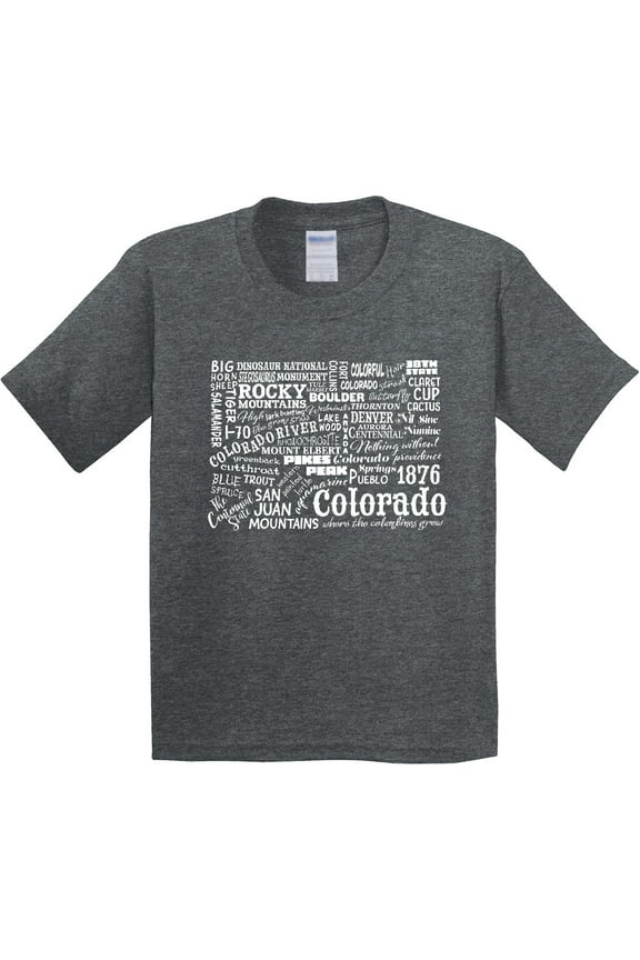 Colorado Word Salad State Outline Youth T-Shirt