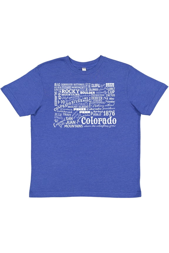 Colorado Word Salad State Outline Youth T-Shirt