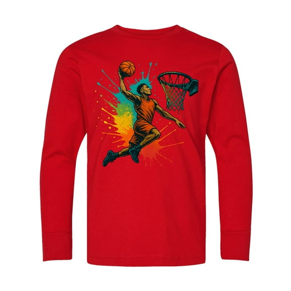 Inktastic Colorful Basketball Art for Sports Enthusiasts Long Sleeve Youth T-Shirt