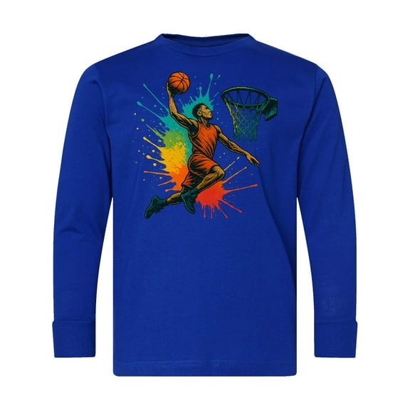 Inktastic Colorful Basketball Art for Sports Enthusiasts Long Sleeve Youth T-Shirt