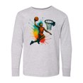 thumbnail image 1 of Inktastic Colorful Basketball Art for Sports Enthusiasts Long Sleeve Youth T-Shirt, 1 of 5