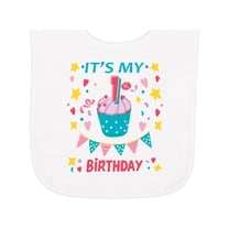 Inktastic Colorful Cupcake and Confetti Girls 1st Birthday Baby Terry Cloth Bib