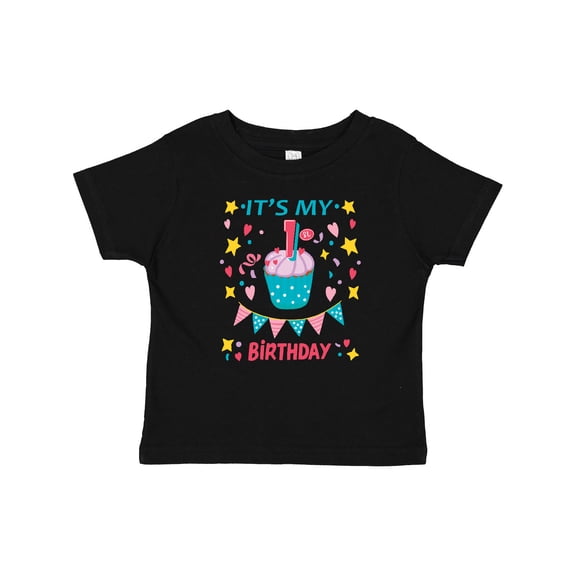 Inktastic Colorful Cupcake and Confetti Girls 1st Birthday Boys or Girls Baby T-Shirt