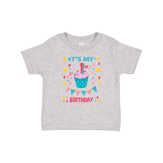 Inktastic Colorful Cupcake and Confetti Girls 1st Birthday Boys or Girls Baby T-Shirt